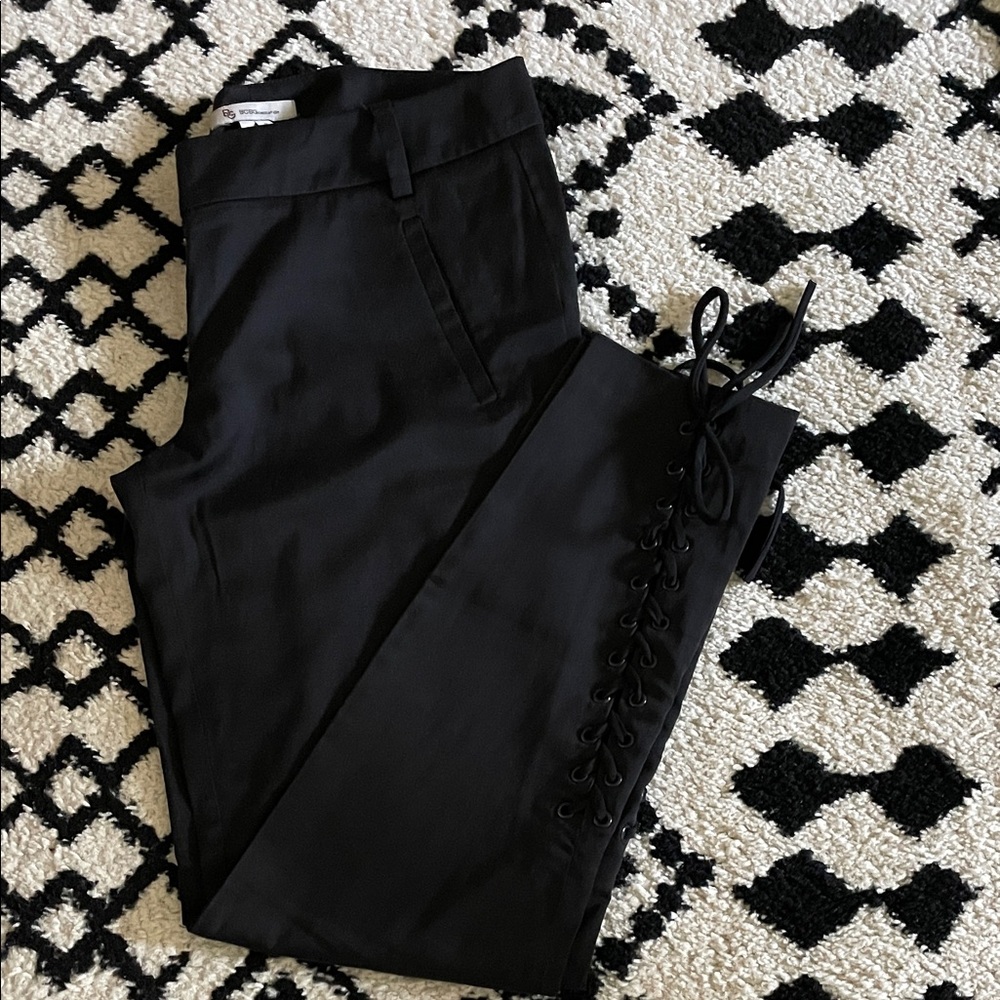 Stylish Black Lace-Up Pants